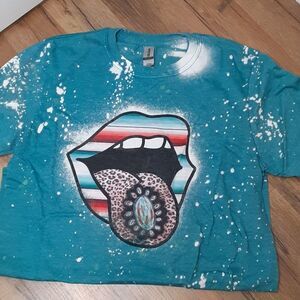TURQUOISE Serape Tongue Bleached Tee